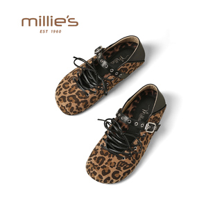 女系带铆钉休闲百搭勃肯鞋 妙丽2026春季 豹纹单鞋 潮 新款 MILLIE