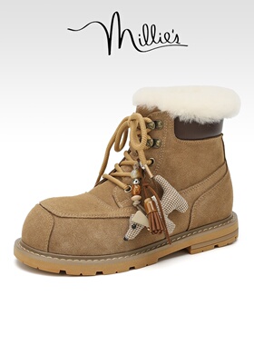 MILLIE S/妙丽厚底雪地靴女内增高皮毛一体绒面短靴防滑加绒保暖