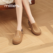 厚底勃肯女鞋 妙丽包头拖鞋 新款 真皮两穿凉拖 女2026春季 MILLIE