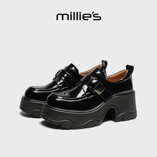 女2026夏季 妙丽真皮厚底乐福鞋 新款 英伦小皮鞋 MILLIE 增高单鞋