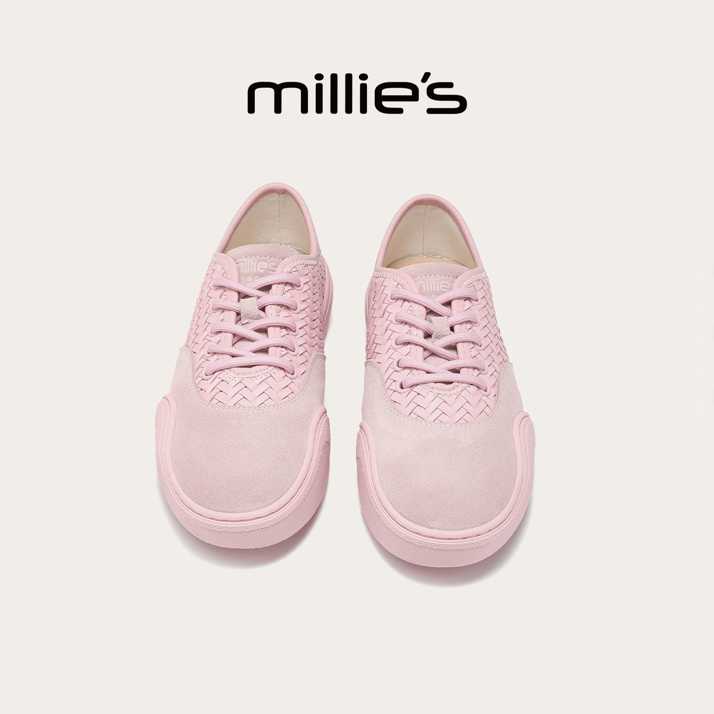 MILLIE'S/妙丽真皮德训鞋女2026春季新款运动休闲板鞋甜美风女鞋,女鞋,时尚休闲鞋,淘宝优惠券,粉丝福利购,淘宝优惠卷