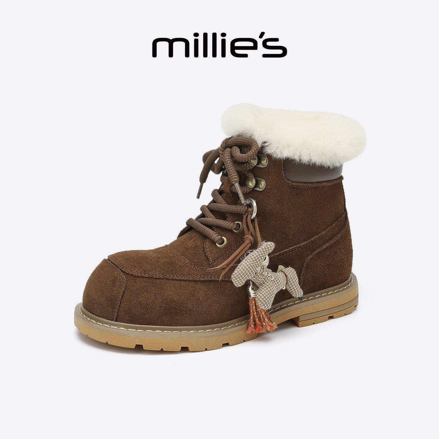 MILLIE'S/妙丽女鞋冬季防水防滑雪地靴女款冬季新款加绒马丁靴