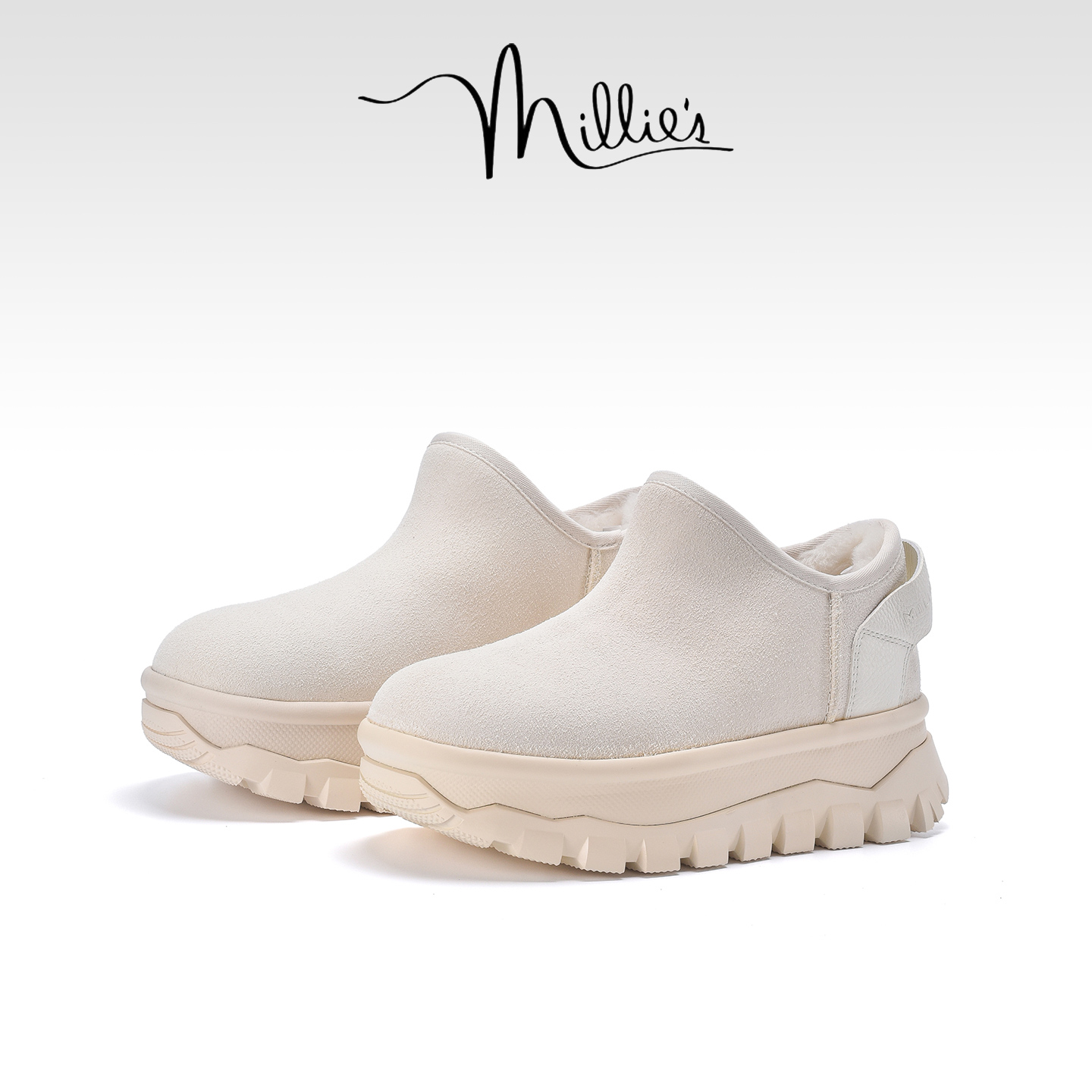 MILLIE'S/妙丽女鞋2025新款加绒保暖雪地靴防滑厚底一脚蹬棉鞋