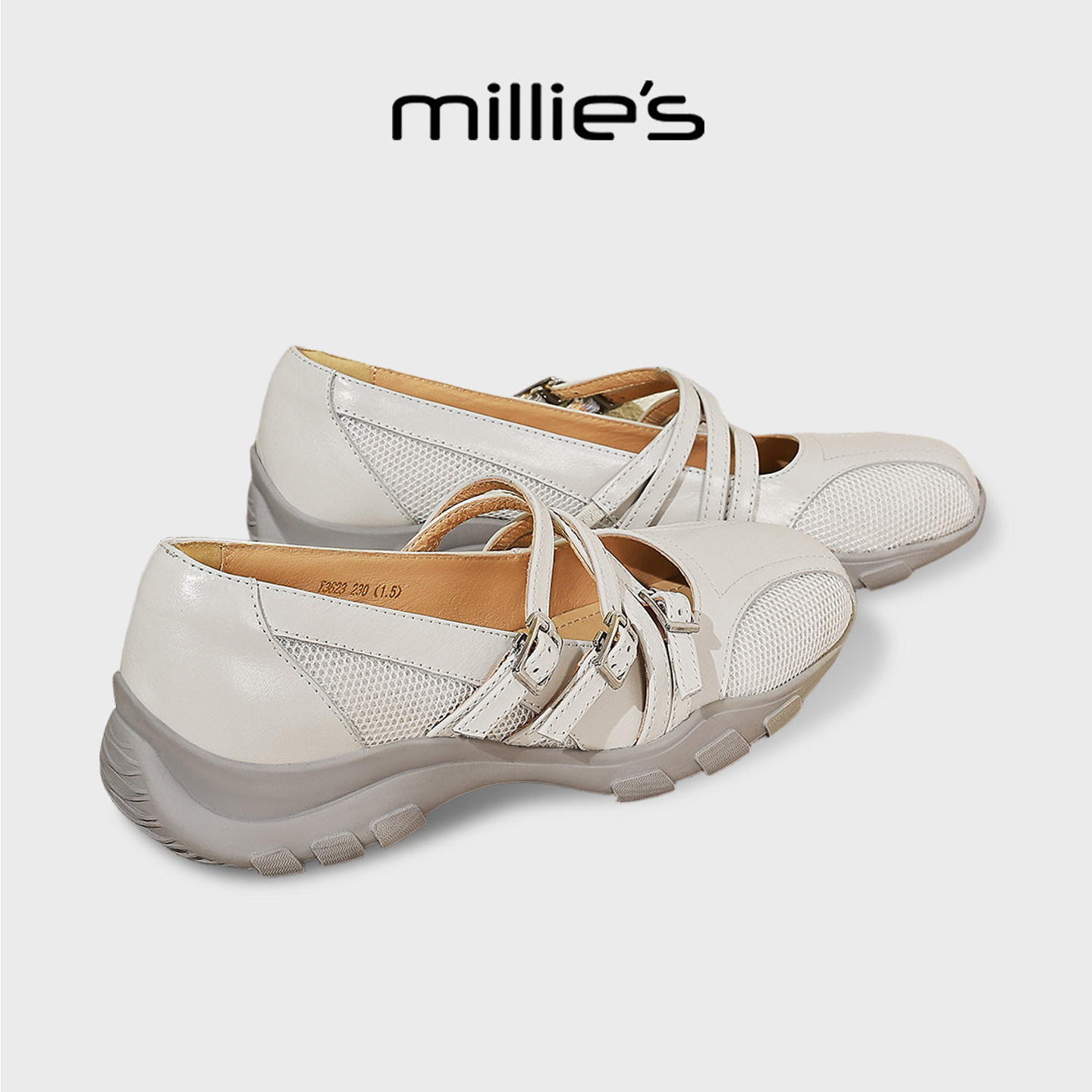 MILLIE'S/妙丽厚底玛丽珍鞋女双扣带网面透气百搭浅口芭蕾舞单鞋,女鞋,浅口单鞋,淘宝优惠券,粉丝福利购,淘宝优惠卷