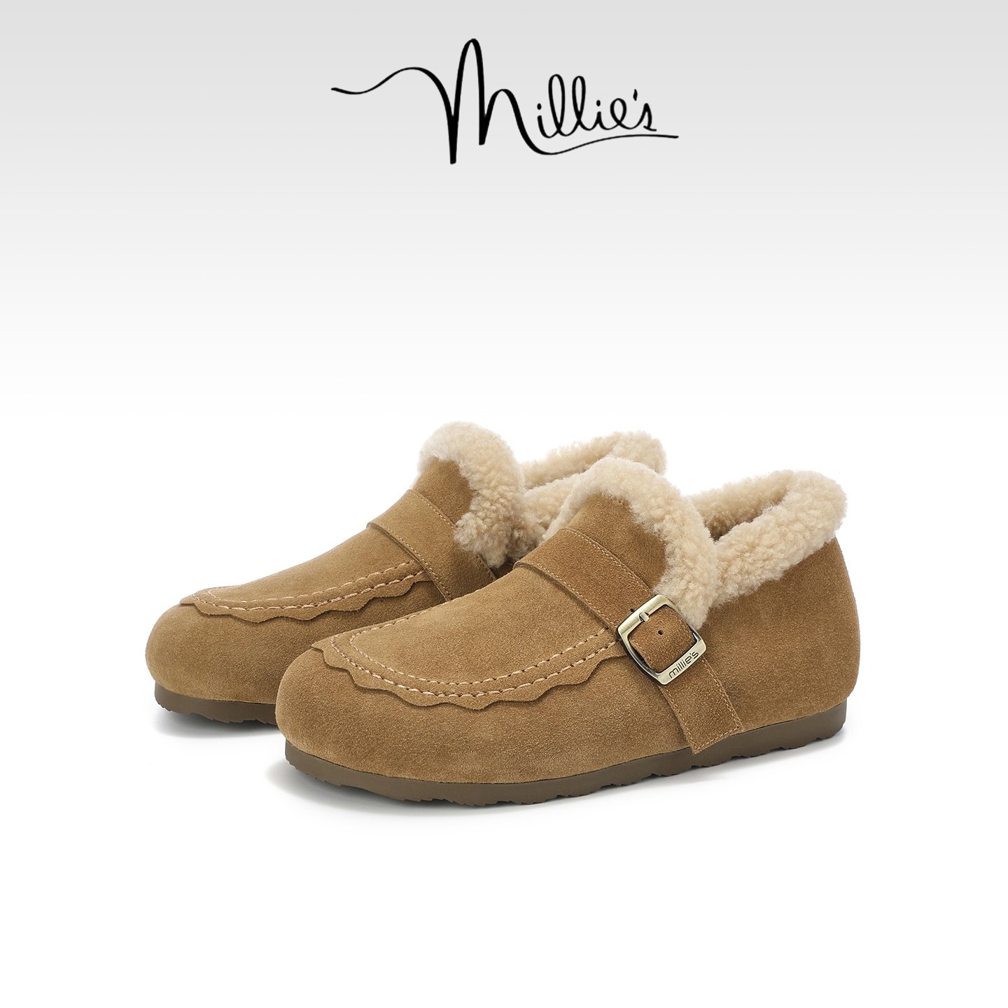 MILLIE'S/妙丽毛毛勃肯鞋女冬季加绒保暖一脚蹬懒人鞋魔术贴棉鞋,女鞋,勃肯鞋/软木鞋,淘宝优惠券,粉丝福利购,淘宝优惠卷