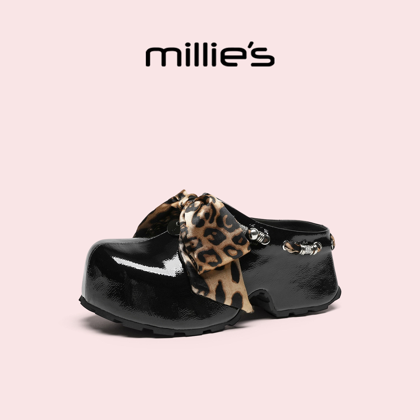 MILLIE'S/妙丽包头半拖鞋女2026夏季新款增高外穿凉鞋软底勃肯鞋