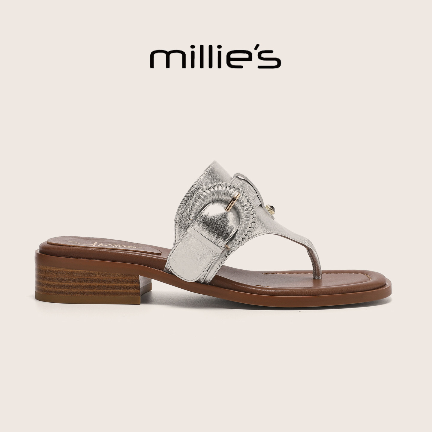 MILLIE'S/妙丽官方旗舰店夏季流行爆款人字拖金属扣装饰凉拖鞋女C