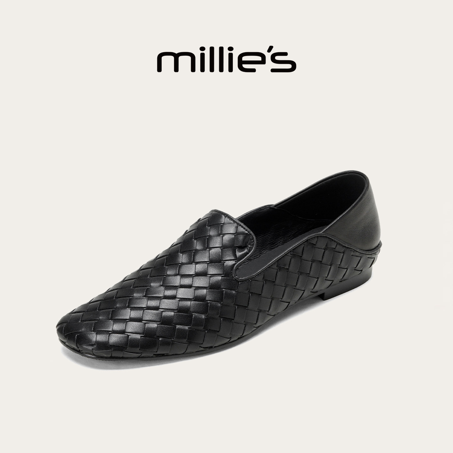 MILLIE'S/妙丽乐福鞋女2026春季新款真皮复古一脚蹬小皮鞋豆豆鞋,女鞋,乐福鞋（豆豆鞋）,淘宝优惠券,粉丝福利购,淘宝优惠卷