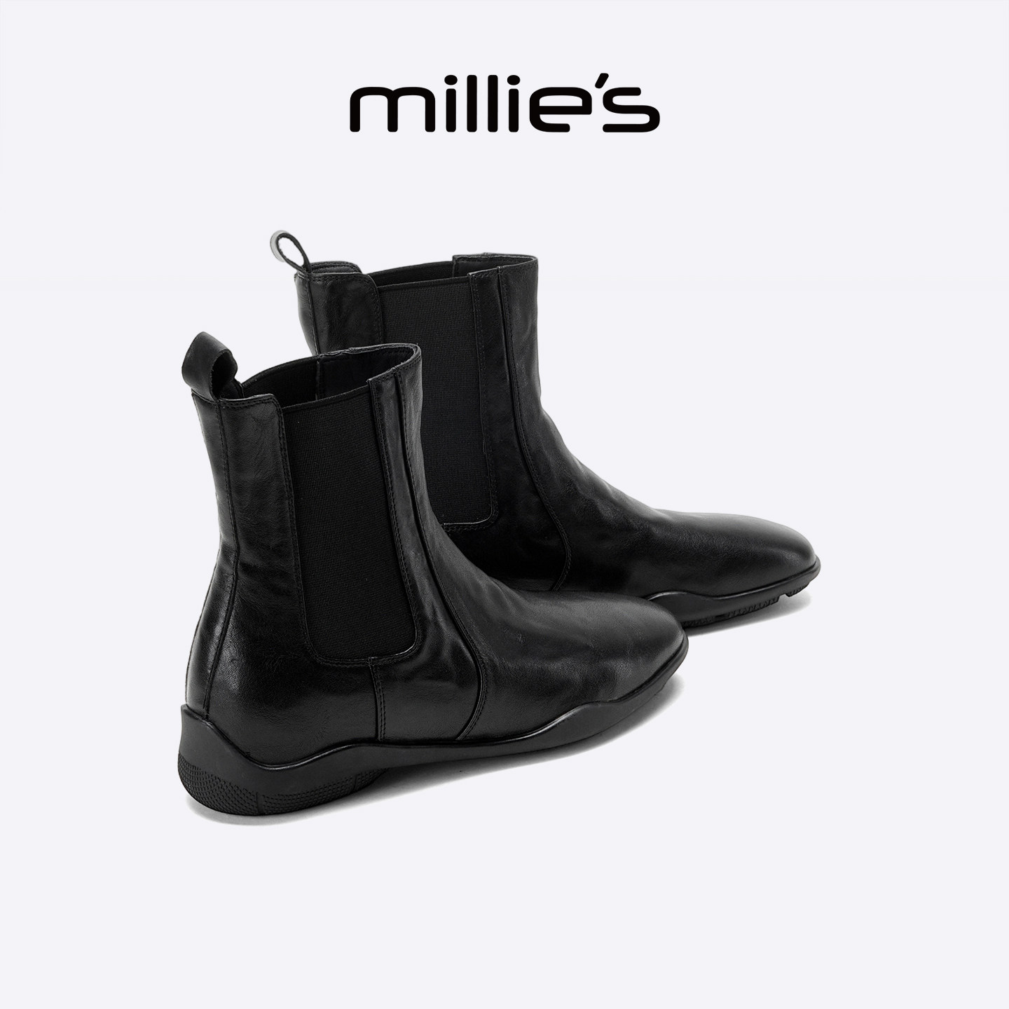 MILLIE'S/妙丽时尚加绒保暖鞋女平底马丁靴女巨好内增高看短靴女