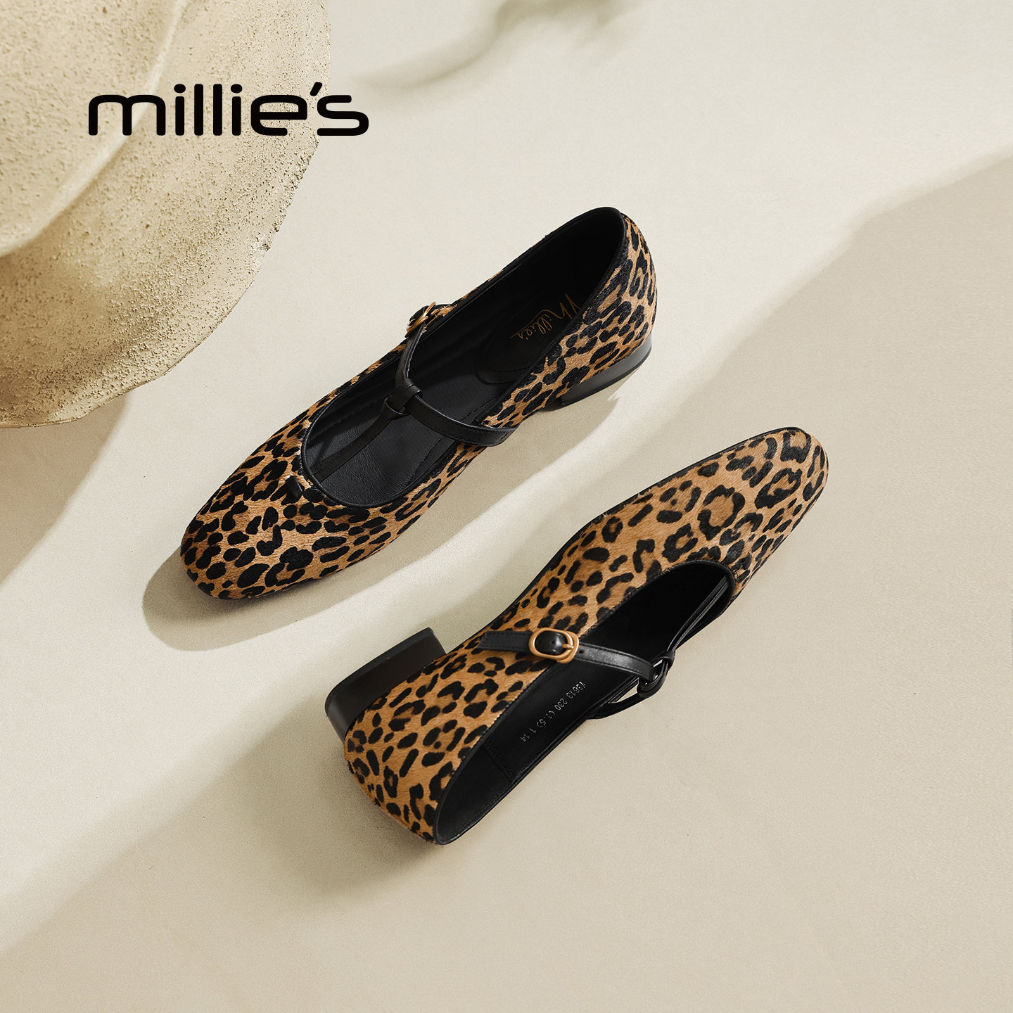 MILLIE'S/妙丽豹纹玛丽珍鞋女法式复古芭蕾风一字带平底通勤单鞋,女鞋,玛丽珍鞋,淘宝优惠券,粉丝福利购,淘宝优惠卷