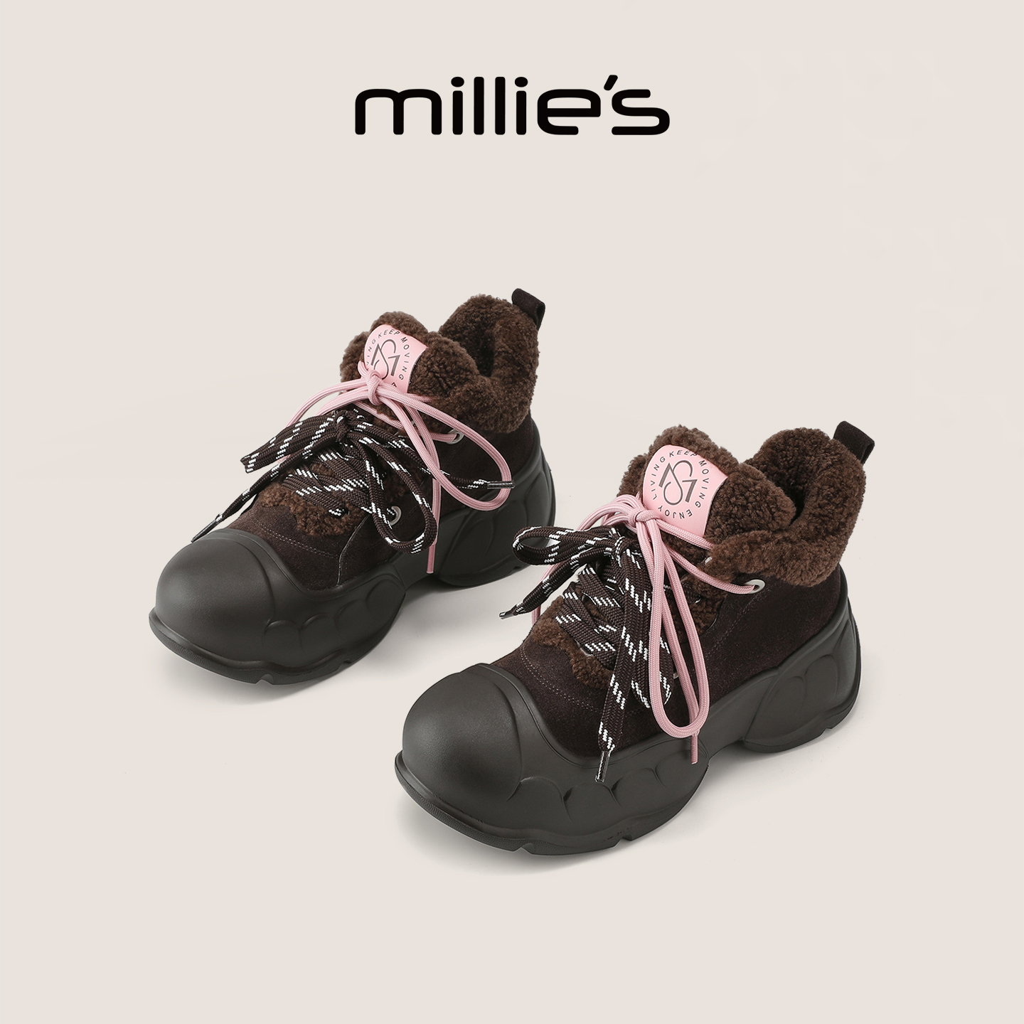 妙丽官方旗舰加绒老爹鞋