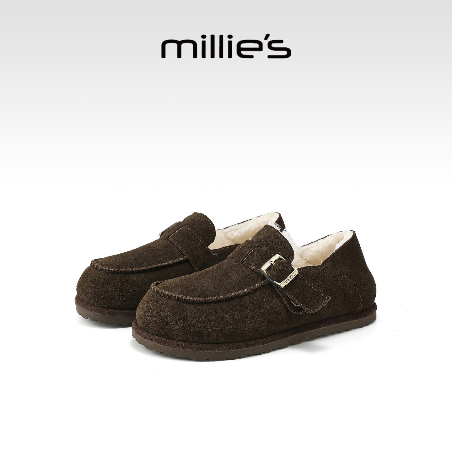 MILLIE'S/妙丽加绒毛毛勃肯鞋全包女夏季新款孕妇一脚蹬保暖棉鞋