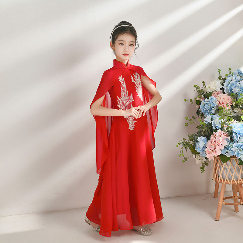 六一女童主持古筝演出服装中国风儿童考级演奏礼服大合唱团表演服