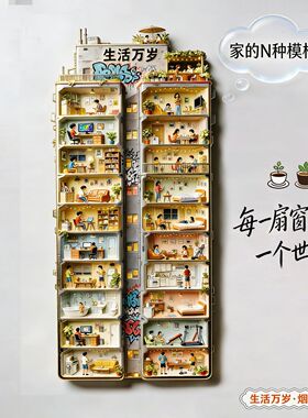 爆款城市生活图鉴年轻人蜗居生活金属冰箱贴创意礼物家的N种模样