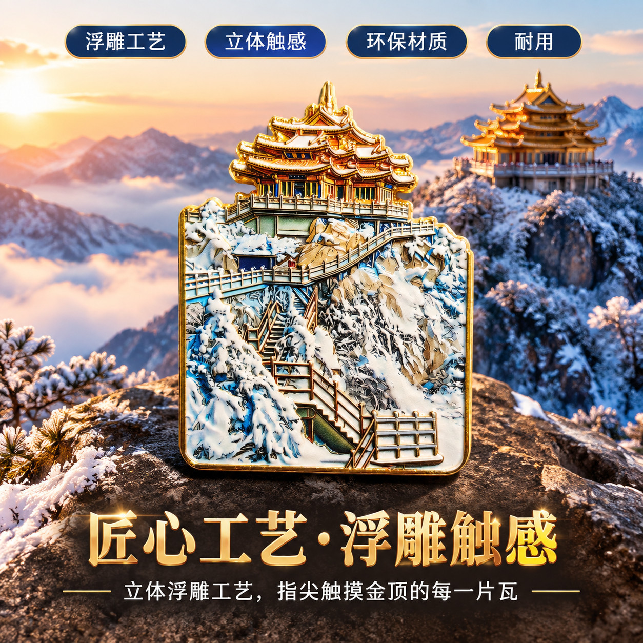 洛阳老君山金顶道观浮雕金属冰箱图片