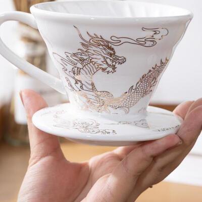 koonan金龙腾飞龙年陶瓷滤杯v60手冲咖啡滤杯 滴滤式咖啡过滤器