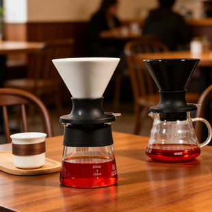 koonan手冲聪明杯咖啡壶套装 咖啡器具v60陶瓷莲花纹咖啡滤杯闷蒸