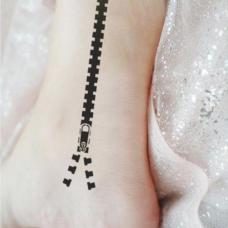 网红另类创意拉链拉锁纹身模板纹身膏果汁纹绣通用镂空可重复使用