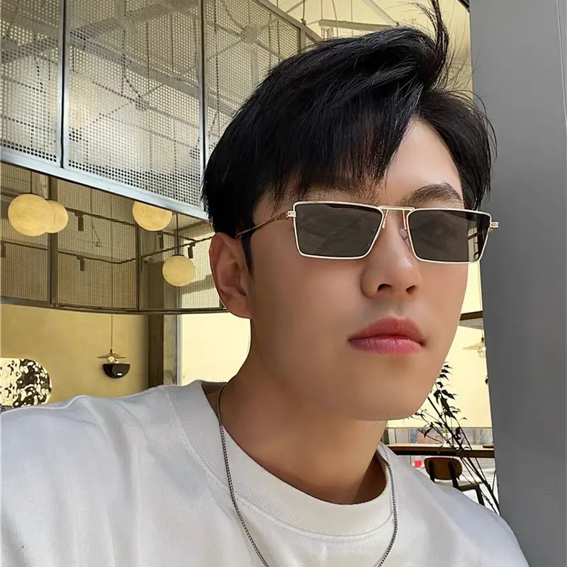 2025新款金丝小框欧美酷潮人男士墨镜痞帅街拍太阳镜个性潮流