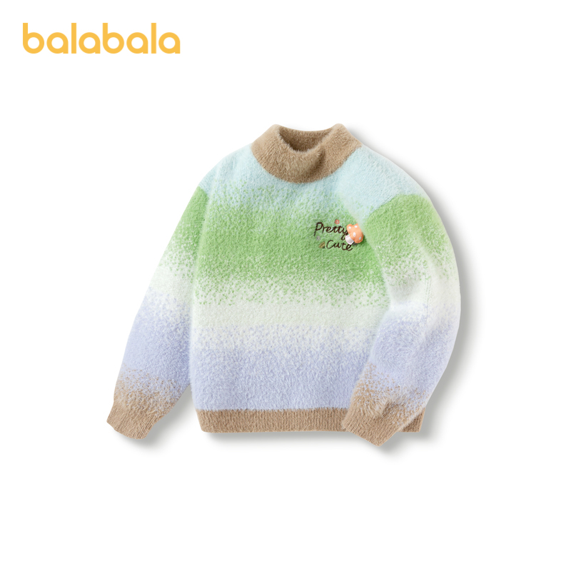 巴拉巴拉毛衣女童仿貂毛针织衫潮