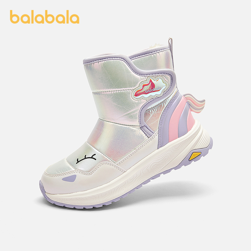 【商场同款】巴拉巴拉童鞋女童运动靴高帮靴子加绒保暖2025冬新款