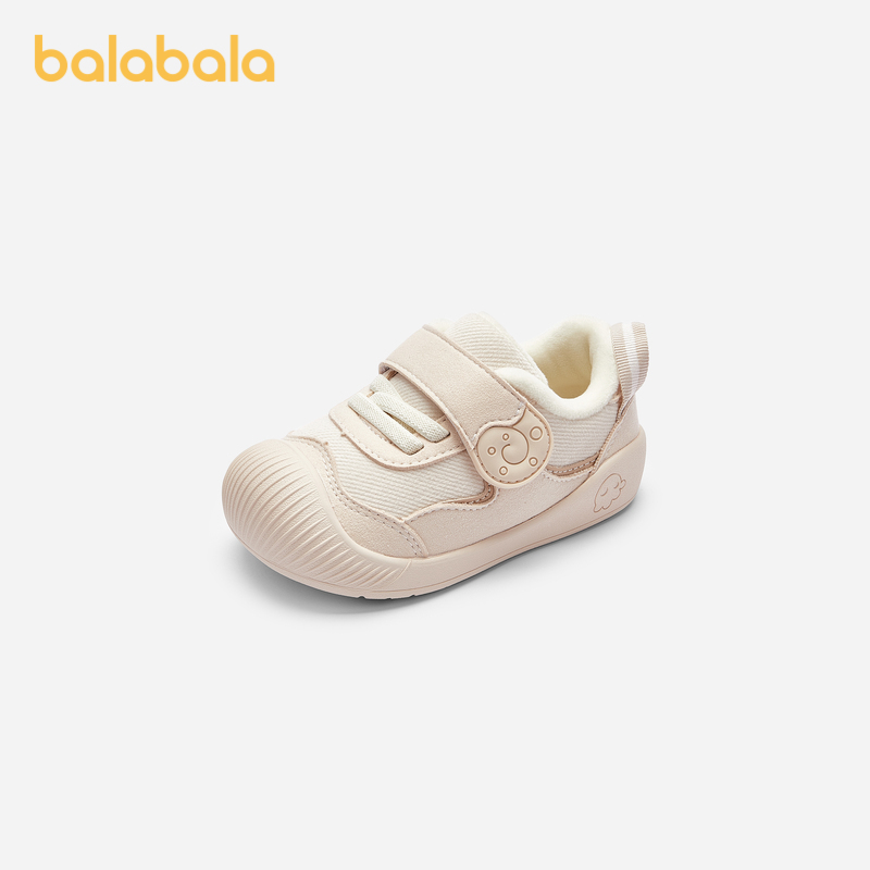 巴拉巴拉宝宝学步鞋婴儿鞋子男童鞋女秋冬加绒2023新款魔术贴防滑