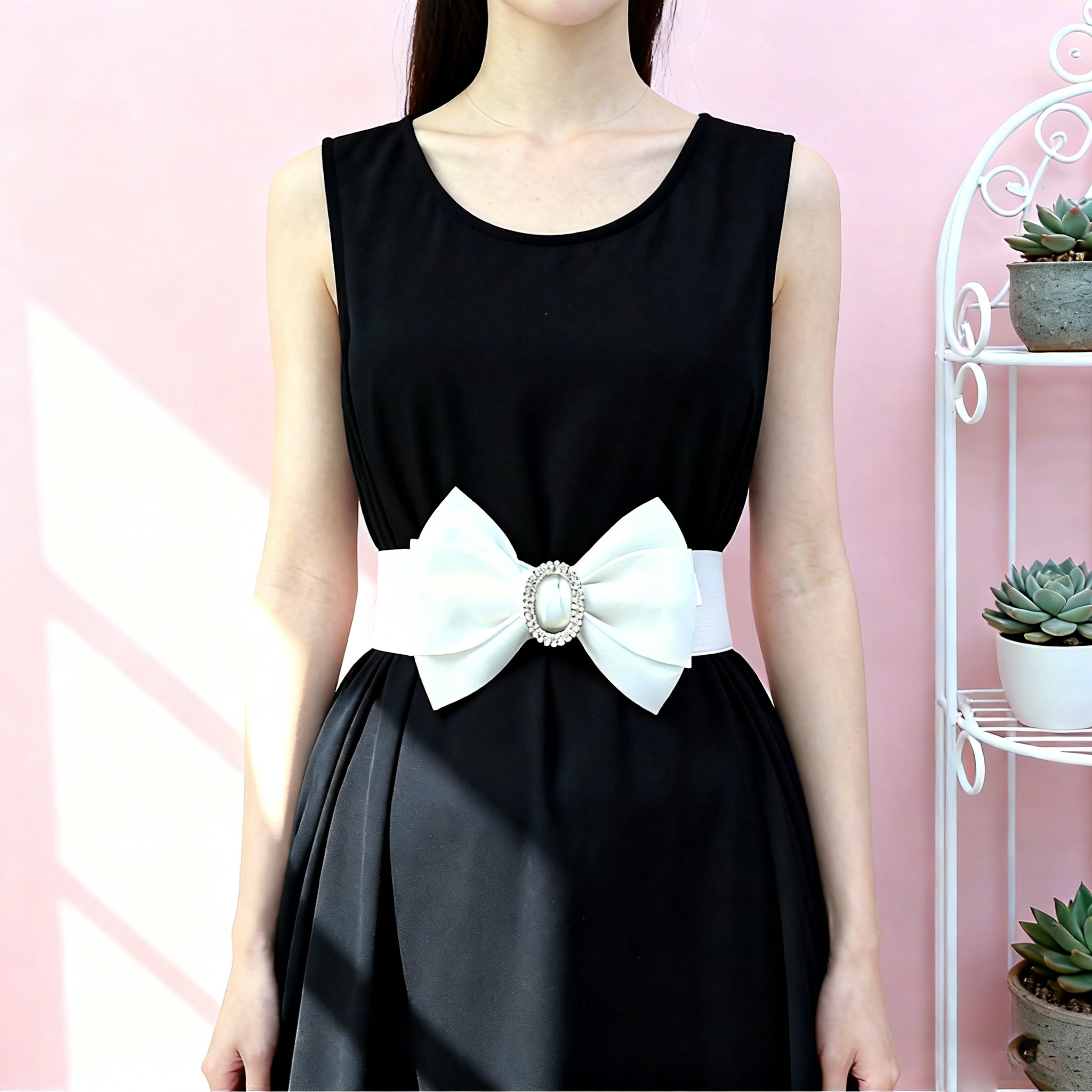 夏季气质法式蝴蝶结腰带女气质百搭连衣裙配束腰弹力松紧腰封裙子