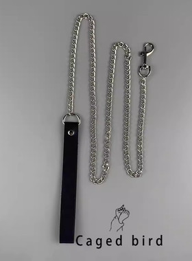 笼中鸟金属链条暗黑绳子项链配饰牵引绳拍照道具链子项圈脖颈链男