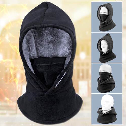 脖套男冬快递外面骑车护颈头盔内衬加绒加厚围脖帽女防风保暖面罩