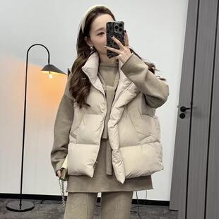 2025秋冬新款韩版羽绒棉马甲女面包服坎肩背心上衣纯色百搭马夹潮