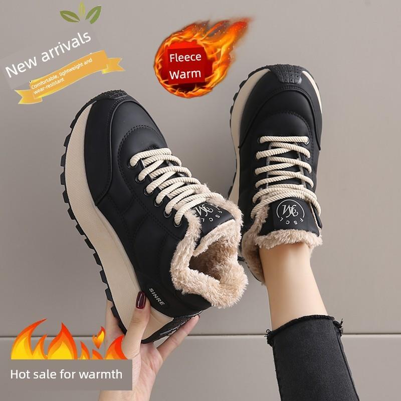商场同款加绒休闲鞋女款2025冬季新款高帮保暖棉鞋厚底防滑阿甘鞋