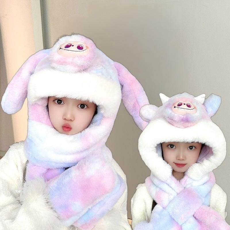 冬季新款可爱儿童帽子围巾一体加厚保暖防风围脖耳朵会动三合一,服饰配件/皮带/帽子/围巾,三件套,淘宝优惠券,粉丝福利购,淘宝优惠卷