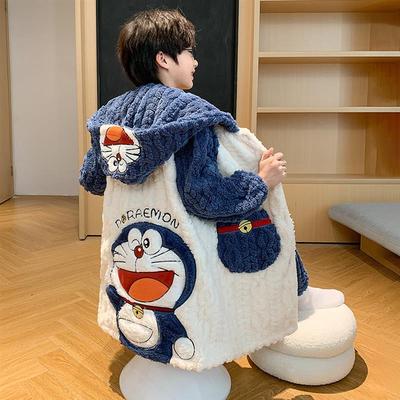 男童珊瑚绒家居服加厚睡袍秋冬装中大童卡通儿童法兰绒睡衣套装