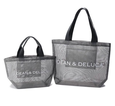 日系dean&deluca夏季网纱单肩包海边度假休闲购物袋网格手提包女