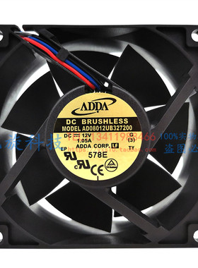 全新原装ADDA AD08012UB327200 12V 1.05A 8032 8cm 3线散热风扇