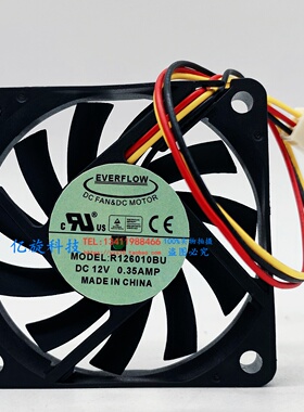台湾EVERFLOW R126010BU 6010 6CM 12V 0.25A双滚珠 大风量 风扇