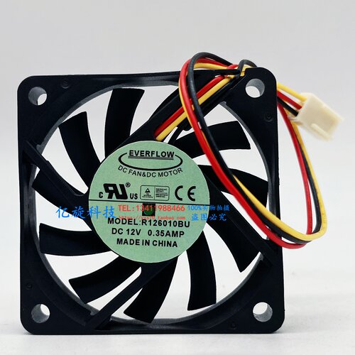 台湾EVERFLOW R126010BU 6010 6CM 12V 0.25A双滚珠 大风量 风扇