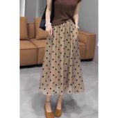 高级感法式 波点半身裙子女夏季 薄款 大码 宽松显瘦高腰中长款 a字裙