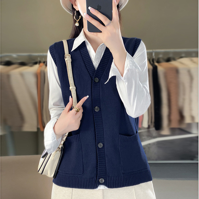 100%纯棉线针织马甲毛衣