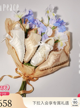 真美诗浪漫奔赴春新款白色内增高运动婚鞋芭蕾德训鞋可日常穿