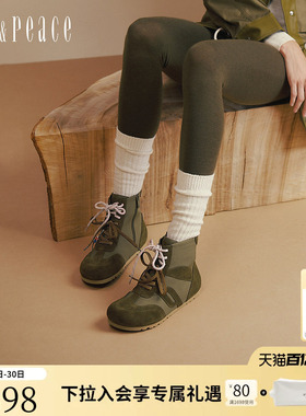 真美诗冬新款牛皮双鞋带运动拳击靴勃肯时装靴短靴女Y1Y02DD5