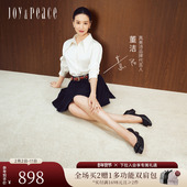 董洁同款 女 牛皮气质通勤5CM粗跟浅口单鞋 真美诗云朵鞋 2.0春秋新款