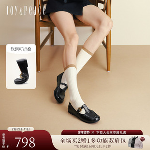 真美诗转角咖啡秋季新款牛皮复古桃心扣小皮鞋玛丽珍鞋单鞋女