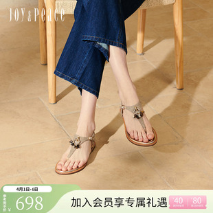 人字拖鞋 女Y1Q03BL5 老钱风夹趾罗马凉鞋 真美诗琥珀之夏夏新款