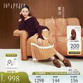 真美诗堆堆云春季 单鞋 新款 乐福鞋 女 羊皮老钱风柔软奶奶鞋 董洁同款