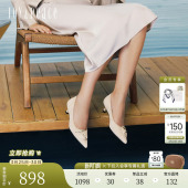 高跟鞋 羊皮鸢尾通勤气质猫跟单鞋 女26713AQ6 新款 真美诗2026年春季