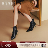 羊皮优雅气质尖头细高跟时装 真美诗2025冬季 新款 靴短靴女YVA49DD5