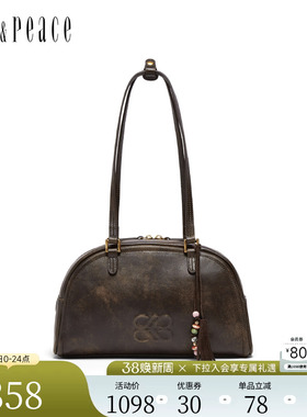 真美诗冬季新款柔软羊皮串珠气质手提包保龄球包女13159DX5