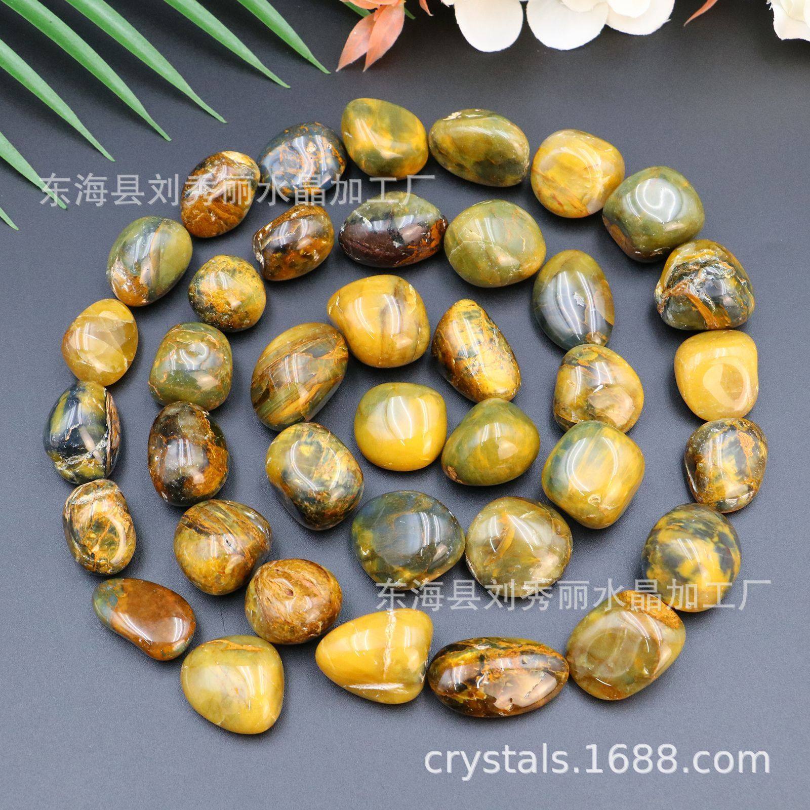 天然水晶黄灵玉原石打磨抛光滚石鱼缸花盆观景石摆件直供