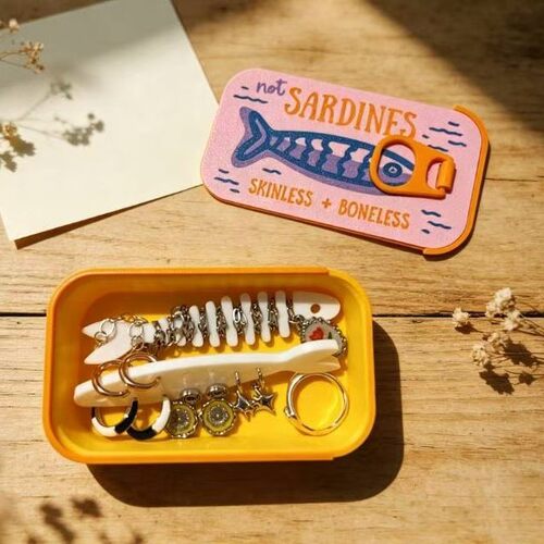 新品3D打印Sardine Tin Jewelry Box个性时尚项链耳环收纳盒